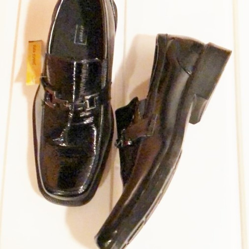 Shoes dress mens new size 9M black man made materials State Street slip on